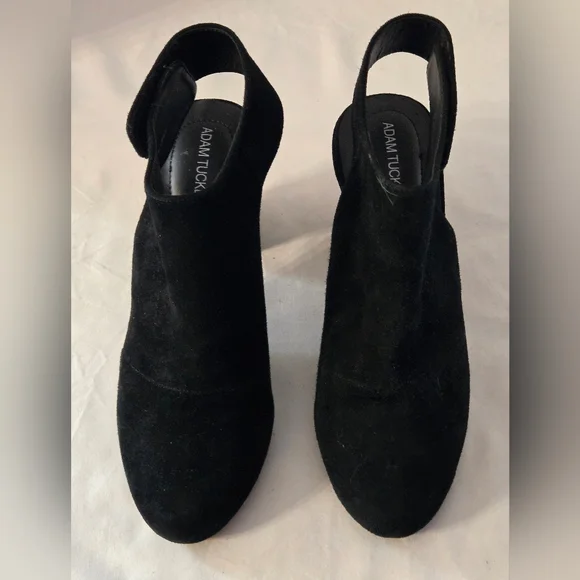 Adam Tucker Jenna Leather Suede Slingback Block Heels Size 7.5M - Picture 2 of 8